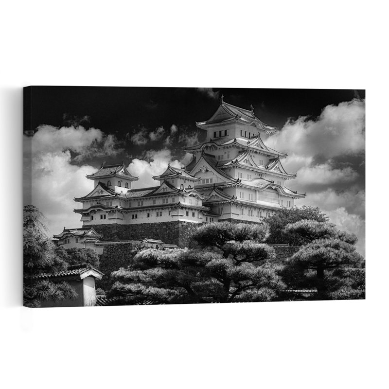 «Majestic Japanese Castle Dramatic Serene Traditional Architecture Landscape», reproduction d'art mural, H 16 po x l 24 po