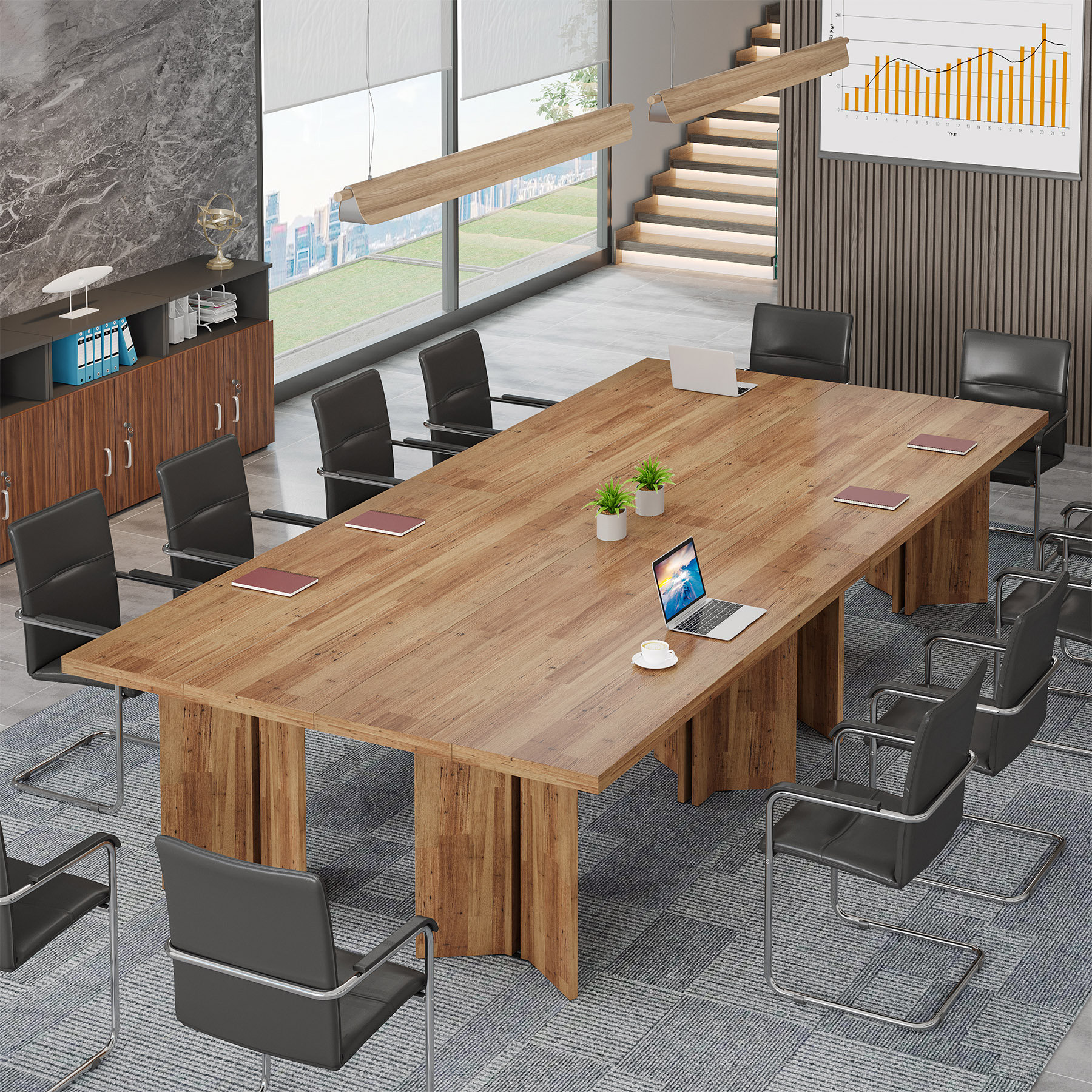 Millwood Pines Rectangular Conference Table, Modular Meeting Table ...