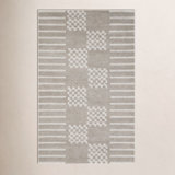 Rectangle Geometric Hand Tufted Wool Area Rug in Ivory/Gray