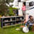Portable Bar Table Folding Camping Table w/ Aluminum Alloy Frame 2-Tier Shelves-25352450