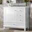 Meuble-lavabo 36 po avec lavabo en céramique, panneau de fibres à densité moyenne et base en bois massif, 3 tiroirs et armoire avec tablettes-1763134099