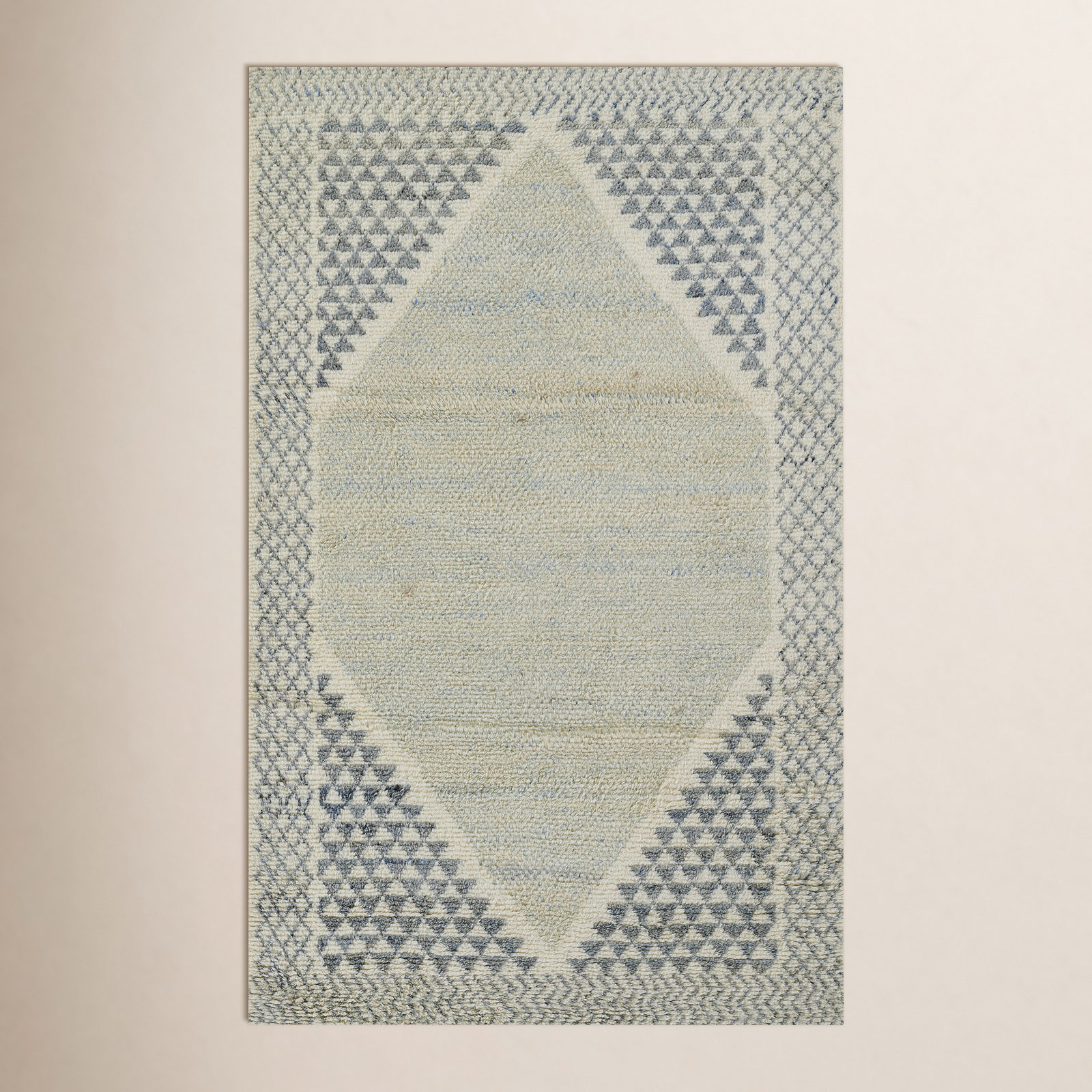 Berkeley Ivory Hand-Knotted Moroccan Wool Rug, Rectangle 2' x 3'