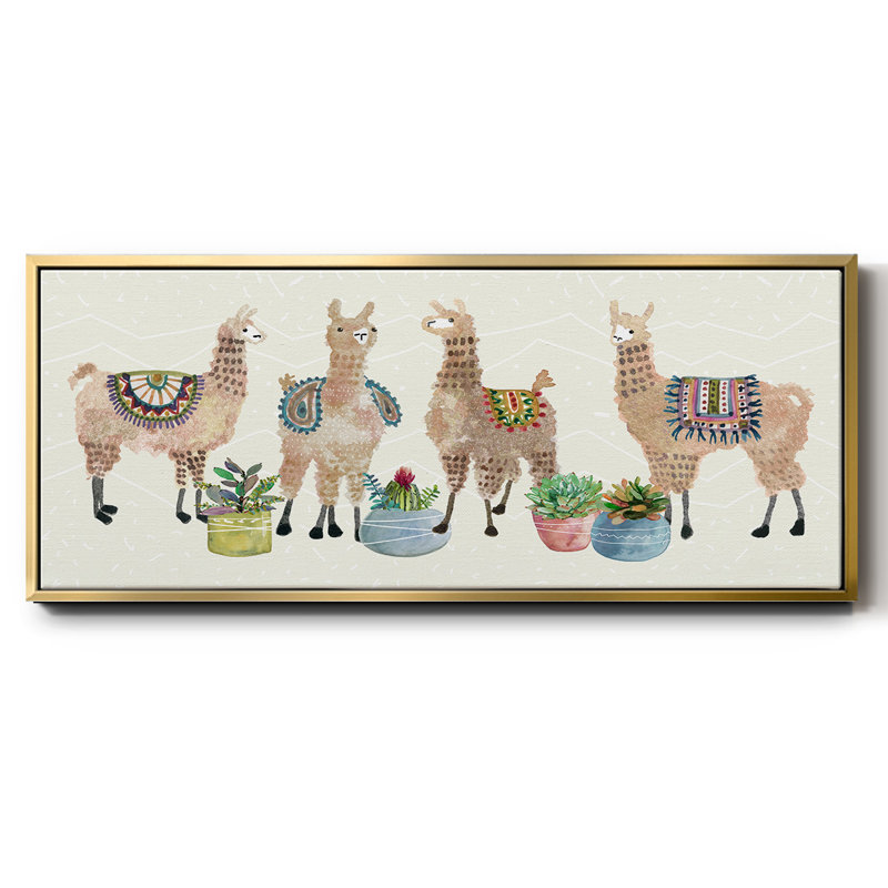 Llama Party- Framed Canvas
