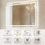 Frameless LED Bathroom Mirror 32x24 Inch, Tempered Glass, Wall-Mounted Vanity Mirror with Anti-Fog, 3 Colours Dimmable Light, Memory Function-74711408