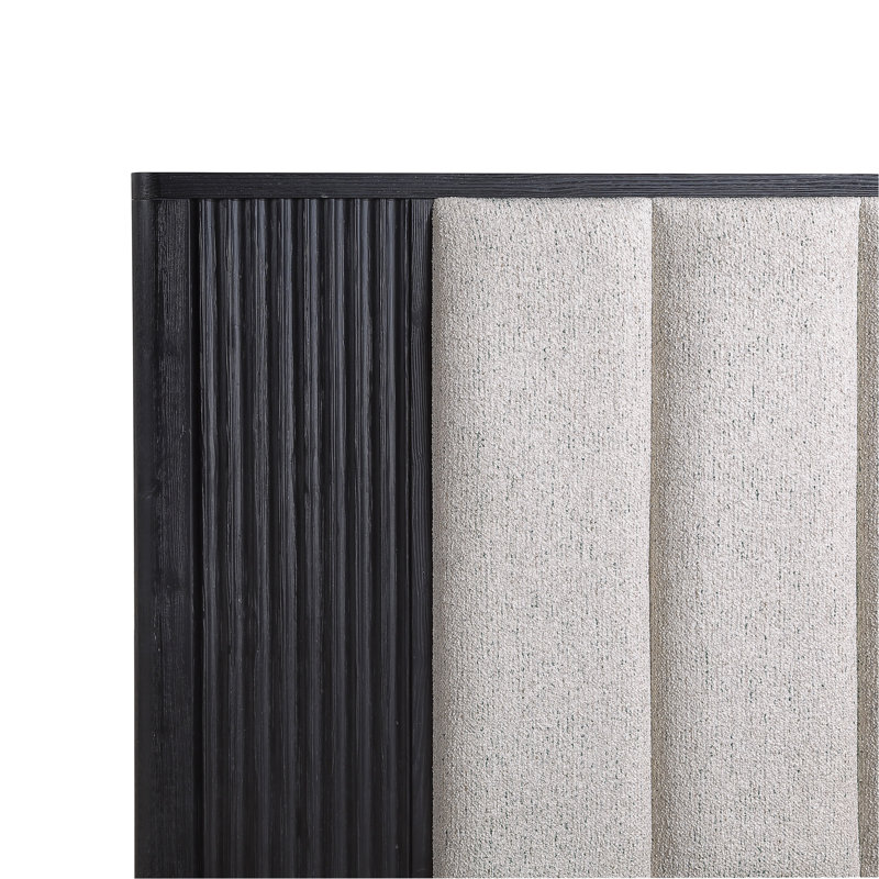 Élégante tête de lit à panneau haut avec accents texturés, lignes épurées, lit 1pc, noir et blanc, Grand lit