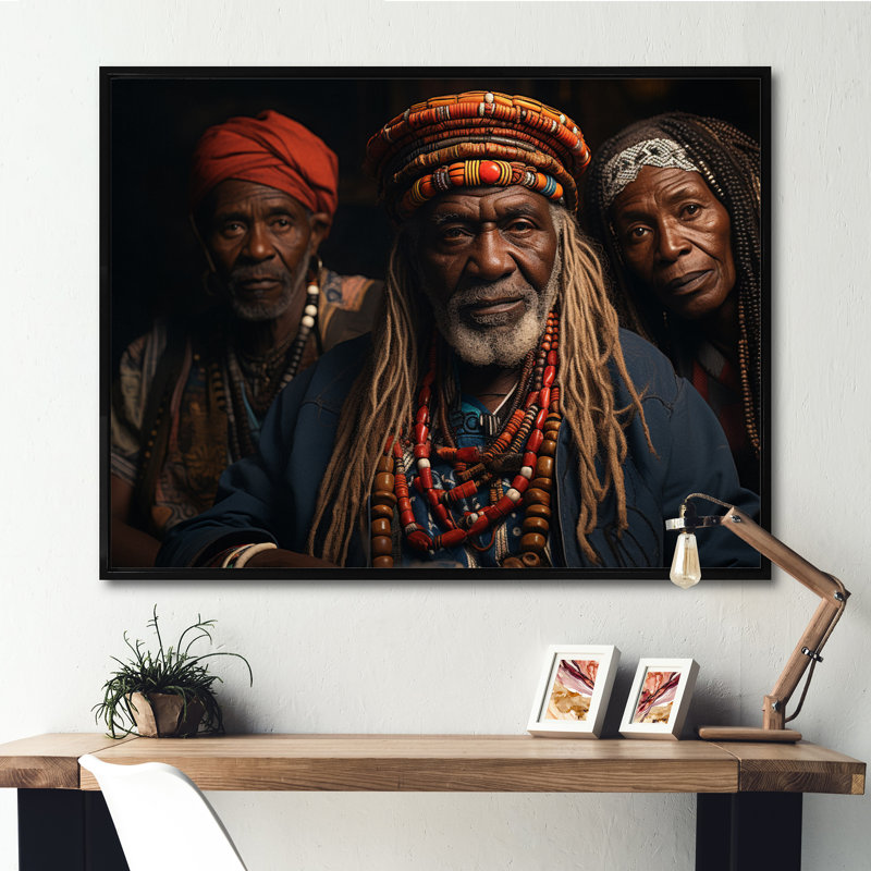 «African Legacy III» sur toile, Cadre flottant noir, H 16 po x l 32 po x P 1 po