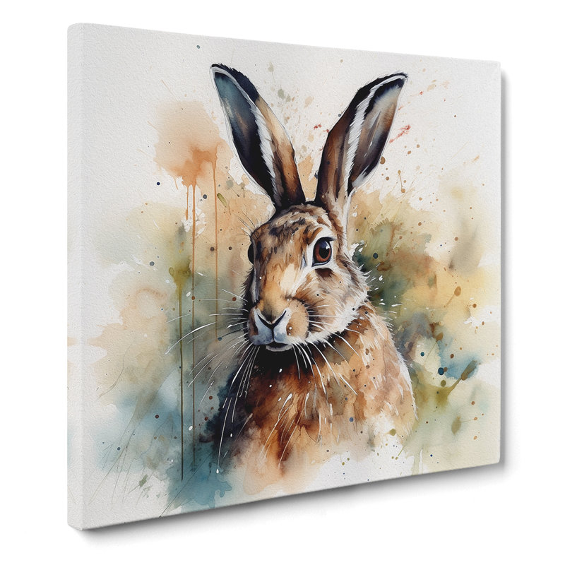 Hare Watercolour - Wrapped Canvas, 35cm H x 35cm W x 3cm D