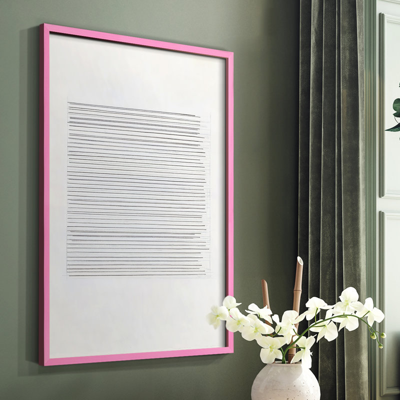 Abstrait, reproduction encadrée CDXC III - prêt à être accroché , Rose, H 20 po x l 16 po
