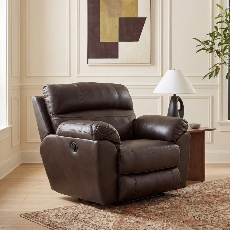 Fauteuil inclinable standard en cuir Alonii, Manuel, Similicuir chocolat