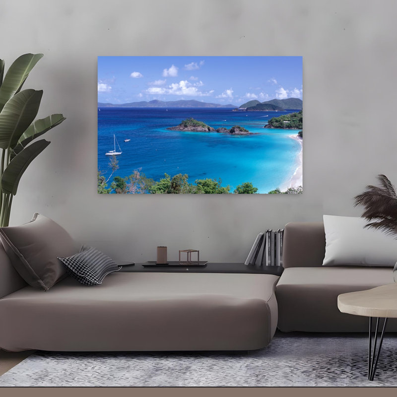High Angle View of Trunk Bay, St. John, Îles Vierges des États-Unis, paysage abstrait, art naturel, H 32 po x l 48 po