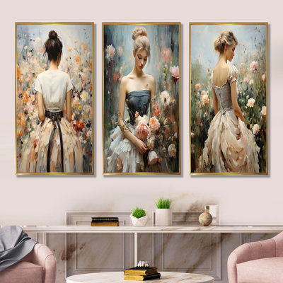 Impressionniste mode femme dans un champ de fleurs I - ensemble de salon 4 pièces Dior