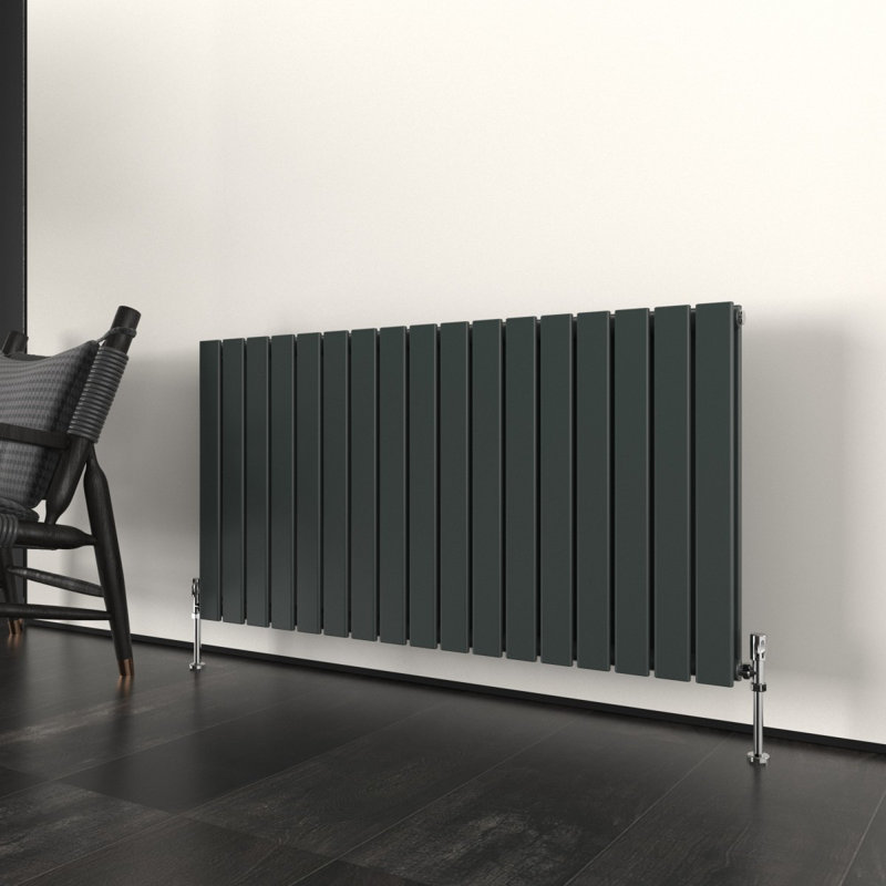 Flat Panel Central Heating Designer Radiator, 60cm H x 115.6cm W x 5.8cm D, Anthracite