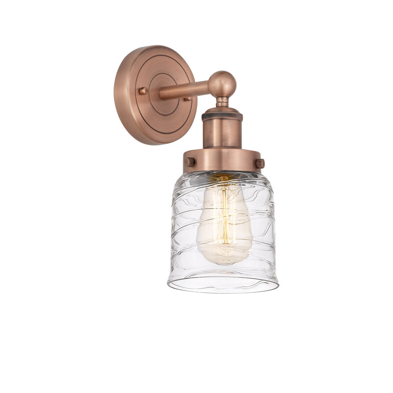 Applique murale à bras en acier 1 lumière Cazadero, Tourbillon déco transparent, Cuivre antique