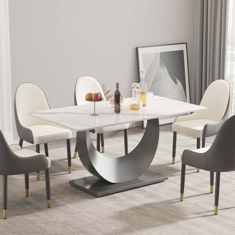 Table de salle à manger Kentrez, L 35,43 po x L 63 po, Blanc