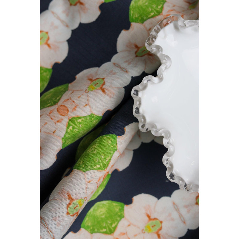 Flowering Dogwoods Square Pillow Cover & Insert, Navy Floral, 22"H x 22"W