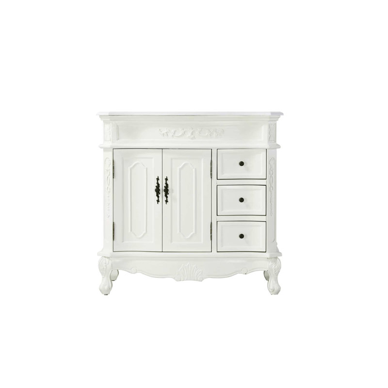 Ensemble de meuble-lavabo simple 36 po Lunette, Blanc antique, 36"