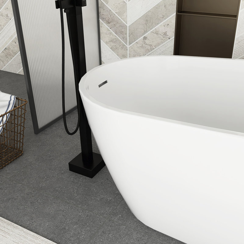 59" White Acrylic Freestanding Bathtub