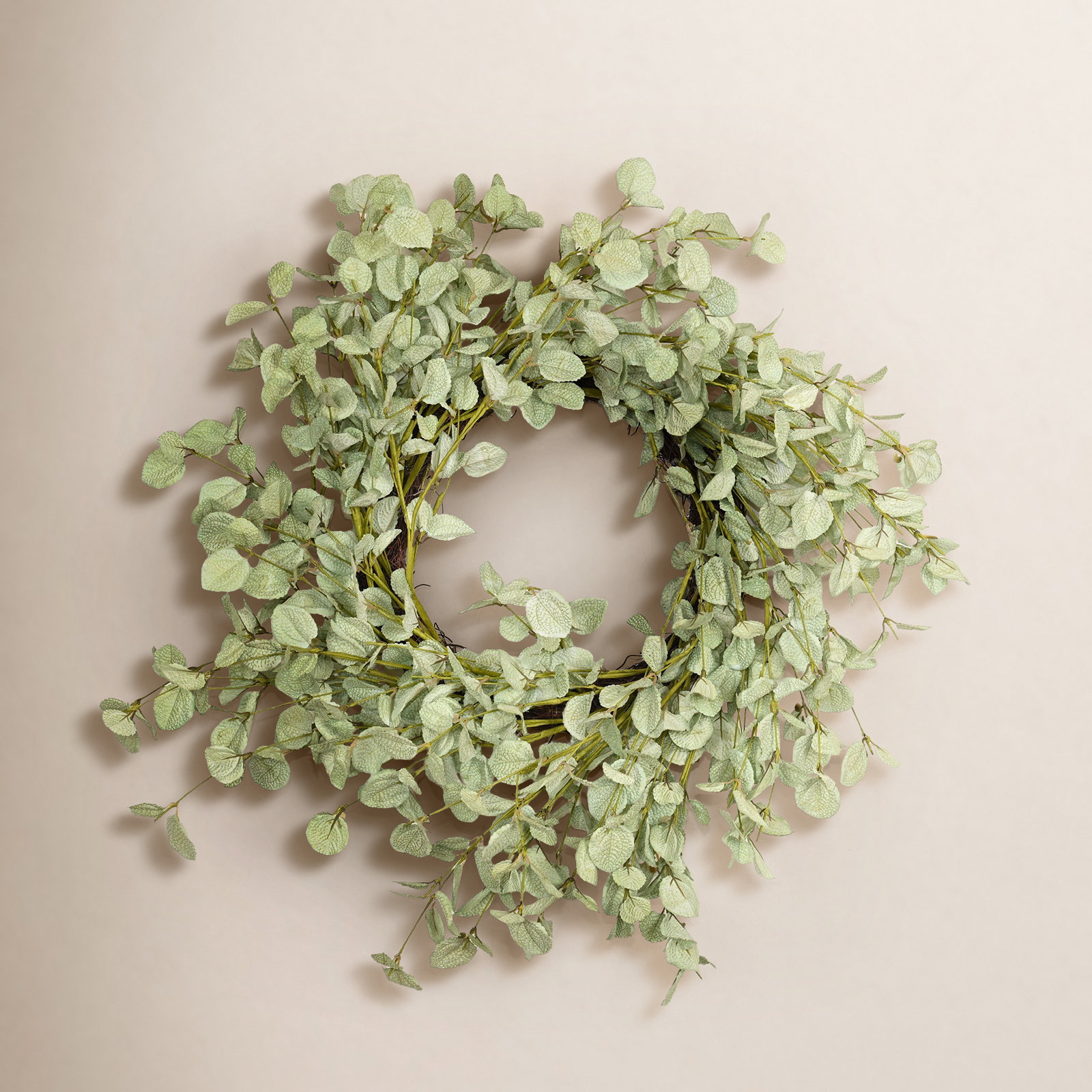 24'' Handcrafted Faux Eucalyptus Wreath, Light Green