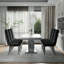 Ensemble de table de salle à manger 7 pièces en chrome argenté avec 6 chaises capitonnées en velours noir-1946851209-1946851211-1946851210