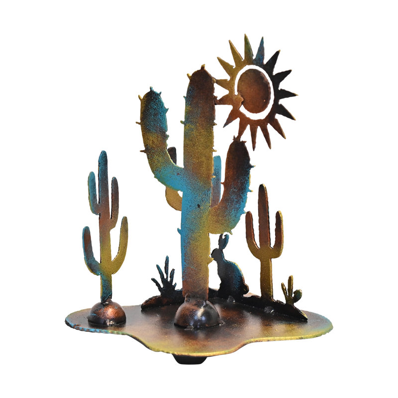 STEEL DESERT HARE AND SUN TABLE SCULPTURE