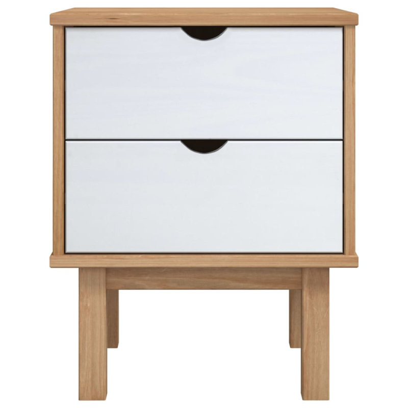 15.4'' W Solid Wood Nightstand, Natural/White