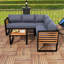 Ensemble de conversation 4 pièces pour patio, canapé modulaire en L et structure en bois avec coussin moelleux et tables basses-1077611089