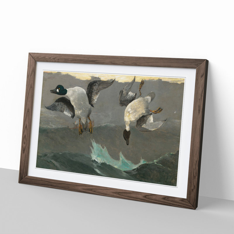 Ducks Right and Left by Winslow Homer - Picture Frame Painting, Walnut Framed, 27cm H x 36cm W x 2cm D