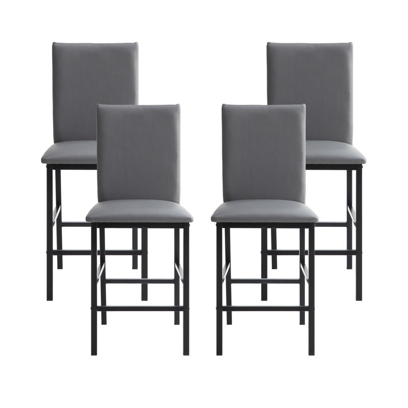 Amaro Upholstered Counter Stool with Metal Frame, Gray