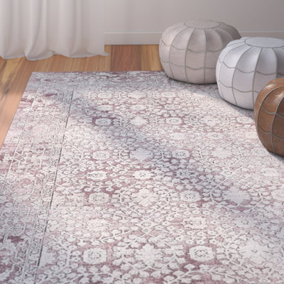 Phillipston Viscose Oriental Rug in Rose/Beige