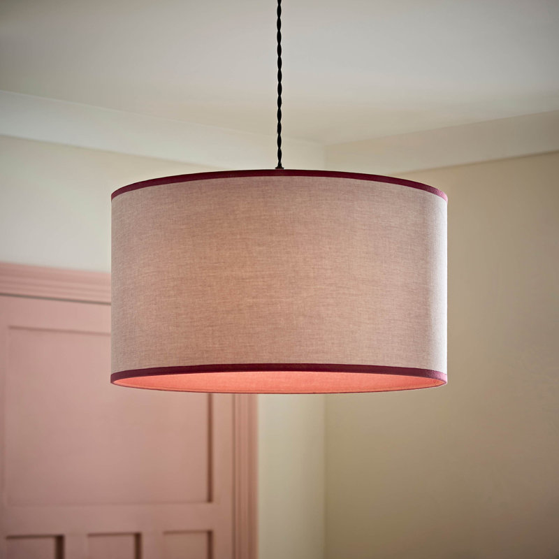 Tanae Drum Lamp Shade ( Slip-On ), Large 45cm with Bulb, Pink