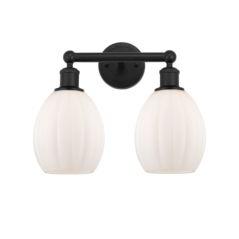 Éclairage pour meuble-lavabo à 2 lumières 14,5 pouces Bolduc, Noir mat, Blanc mat