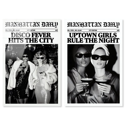 «Uptown Night», ensemble d'art mural imprimé à la mode sur toile par Art Remedy, prêt à accrocher, 30 x 45