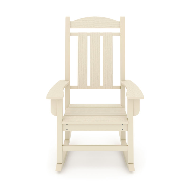 Chaise berçante d'extérieur beige - Fauteuil de jardin classique