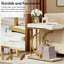 Élégante table de chevet avec plateau en faux marbre et cadre doré, 23,6 pouces de largeur, 12,05 de profondeur, hauteur, idéale pour les petits espaces, facile à nettoyer, tout espace compact, fonctionnelle