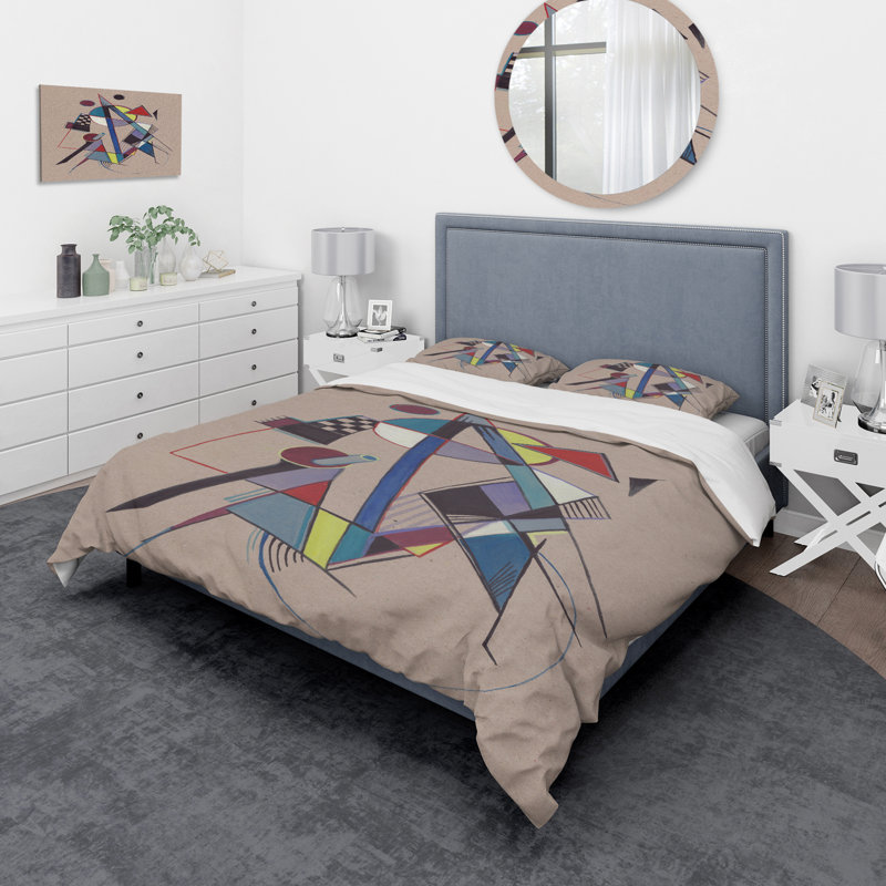 Coloured Geometric Abstract Compositions III - Ensemble de housse de couette moderne - Microfibre de polyester