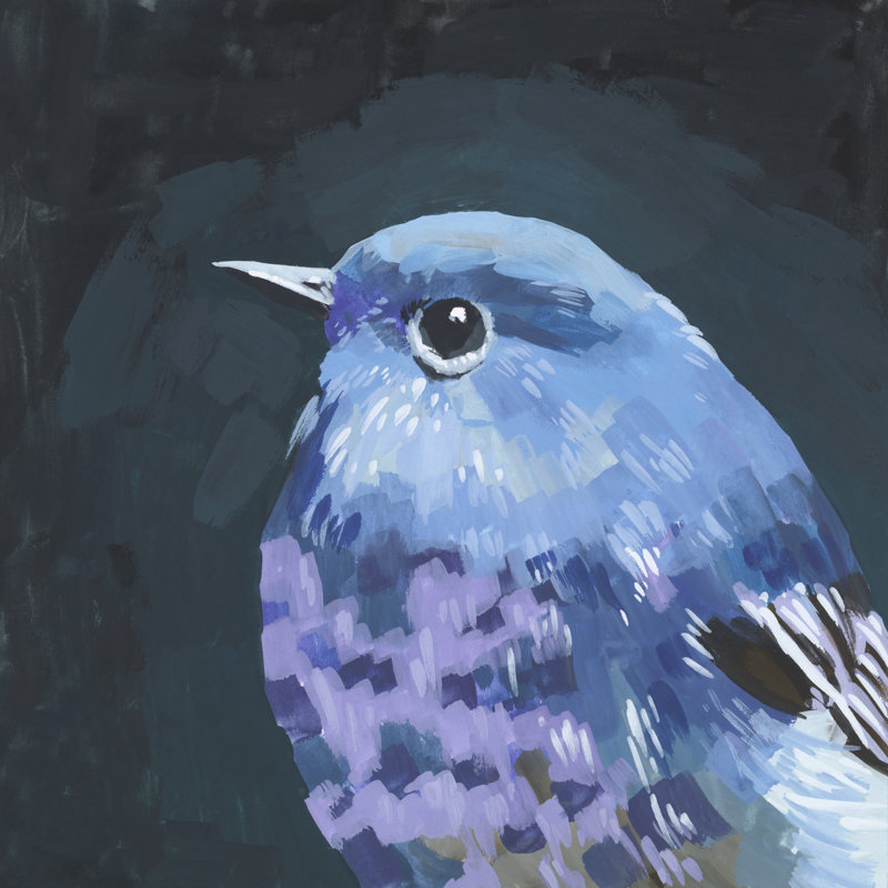 «Vivid Bird I» par Melissa Wang - peinture sur toile tendue, H 20 po x l 20 po