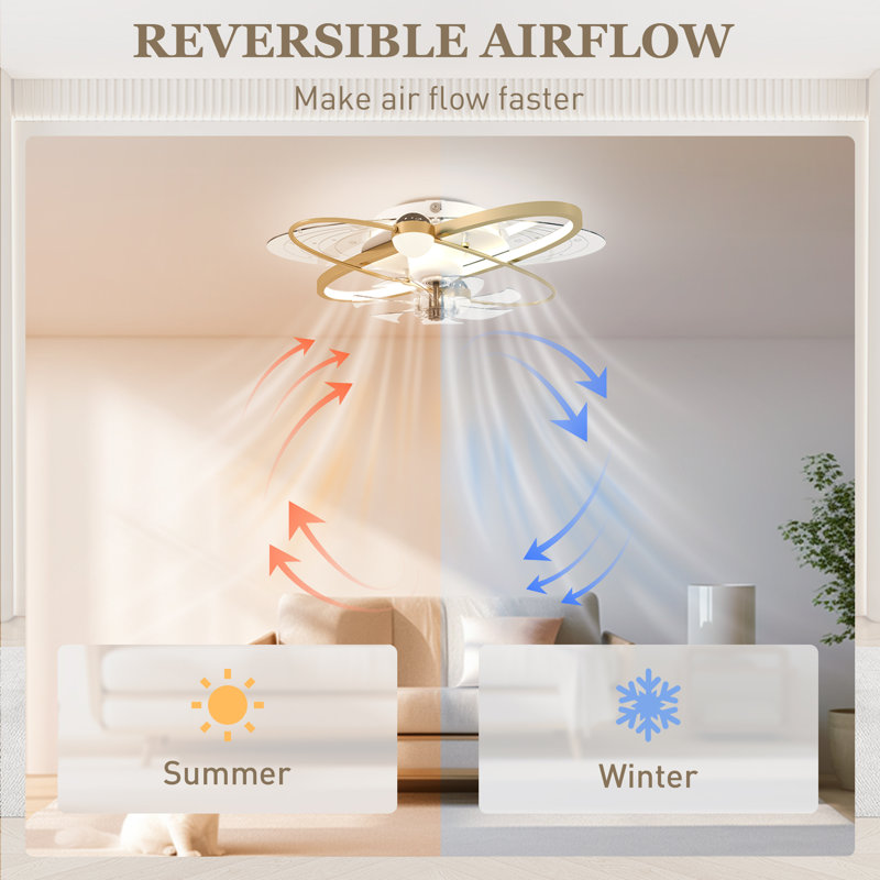 28.5cm Ceiling Fan with LED Lights, Gold
