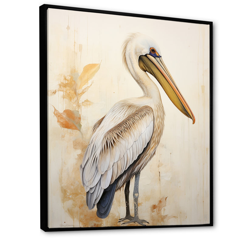 Pelicans Tranquil Perch III sur toile, Cadre flottant noir, H 44 po x l 34 po x P 1,5 po