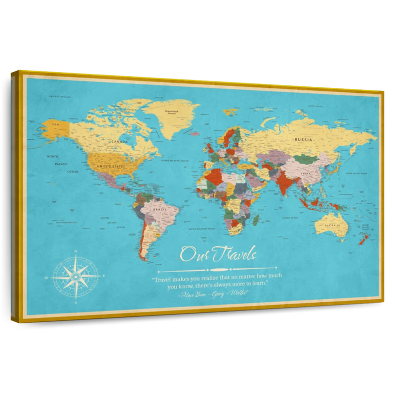 Our Travels Push Pin World Milstead I, H 34 po x l 51 po