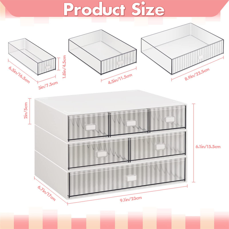 Cardae Plastic Desk Organiser, White