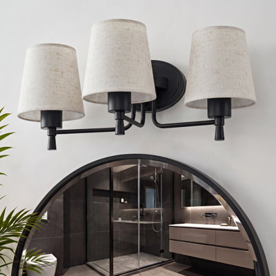3-Light Modern Dimmable Bathroom Vanity Light With Linen Shade