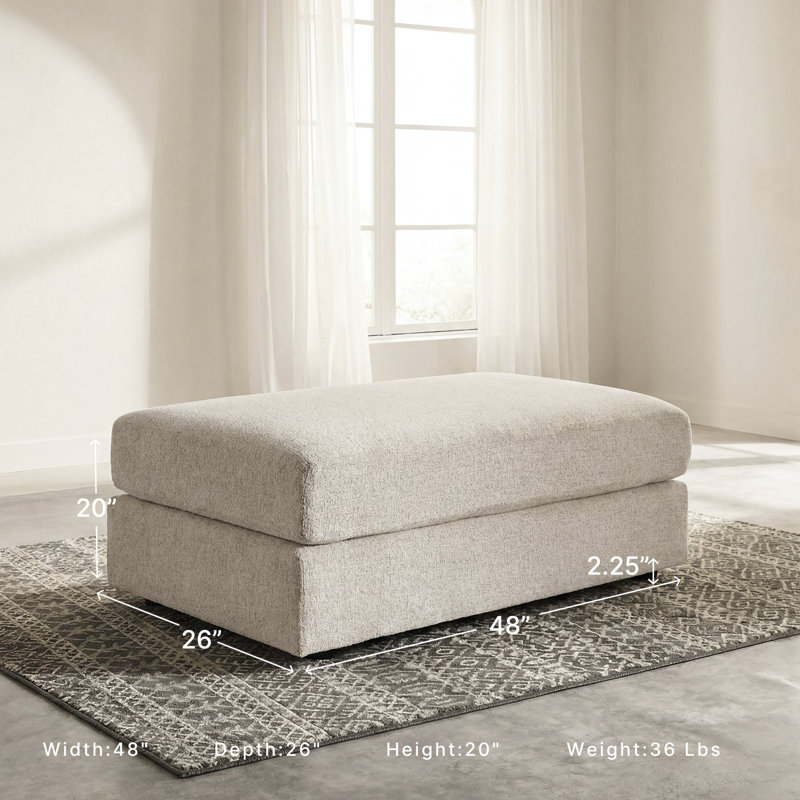 North Andover Upholstered Ottoman, Stone
