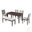 Ensemble de table de salle à manger 6 pièces avec table rectangulaire, 4 chaises capitonnées à haut dossier et 1 banc pour les salles à manger modernes-1746382227
