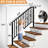 4 Step Matte Black Outdoor Galvanized Iron Handrail