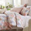Ensemble de literie pour grand lit à motif floral rose 100% coton à motif de feuilles vertes Ensemble de housse de couette 3 pièces super doux et respirant avec fermeture à glissière et attaches de coin-123190622-123190624