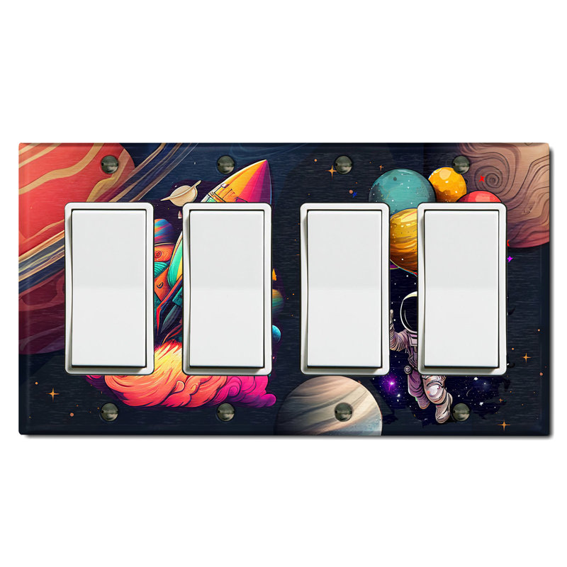 Plaque murale animée 4 lumières avec astronaute