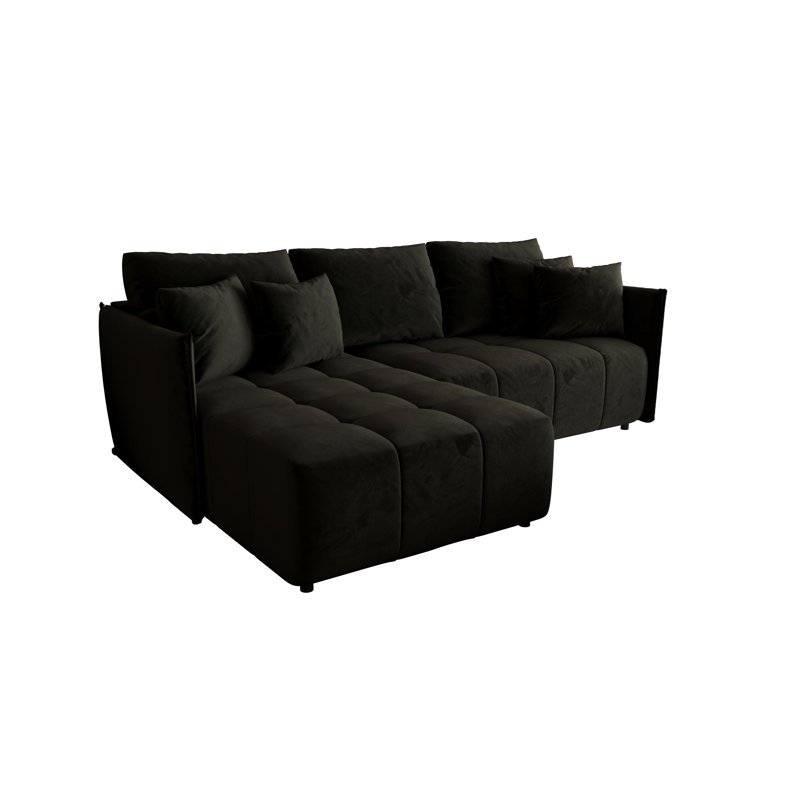 Berthamae 3 Seater Corner Sofa , Left -sided, Black