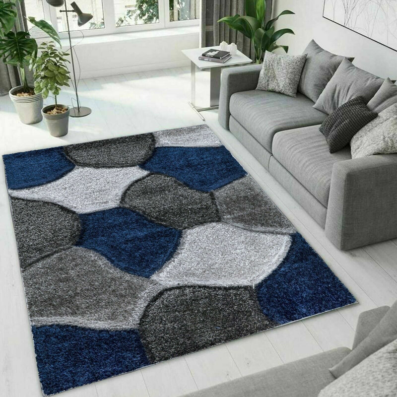 Francie Geometric Shag Area Rug, Rectangle 60 x 110cm