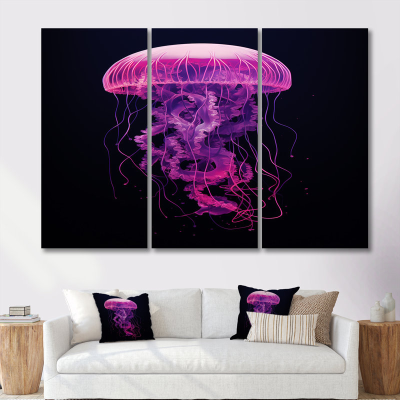 «Rimmer - Jellyfish», ensemble de reproduction d'art mural, Toile tendue, H 32 po x l 48 po x P 1 po