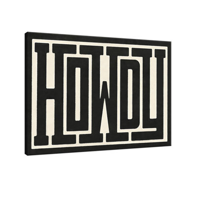 Funky Big Howdy Canvas Wall Art Western Modern Decor Black And White Southwestern Country Ranch Sign Picture Print Minimalism Trendy Farmhouse Living Room Poster Art